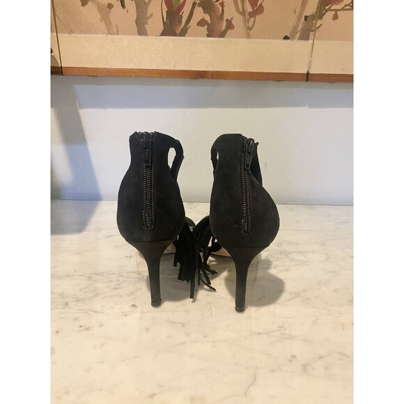 Saks Fifth Avenue Shoes Womens Size 8M Suede Fringe High Heel Sandals Made Italy - Picture 4 of 5